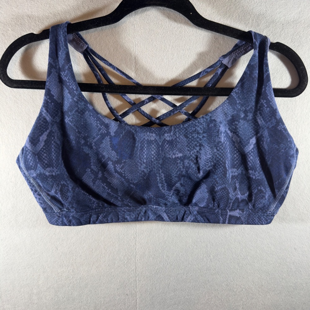 325 | Victoria's Secret XL Blue Snakeskin Strappy Lattice Back Sports Bra